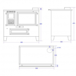 Desenho Técnico Fogão a lenha ME 130 Metlor