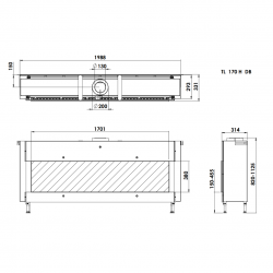 Lareira de Gás Trimline 170H Frontal (Formato alto 38cm)